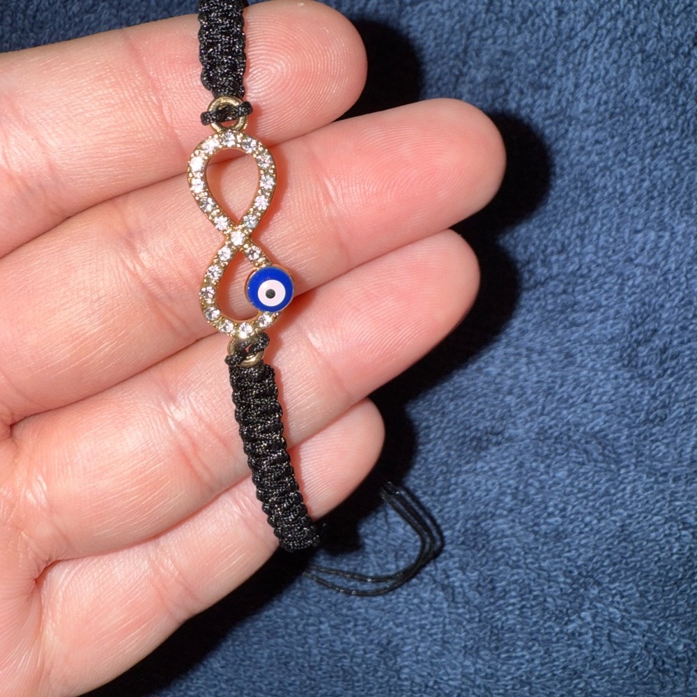 Handmade Evil Eye Infinity Bracelet in Gold and Black